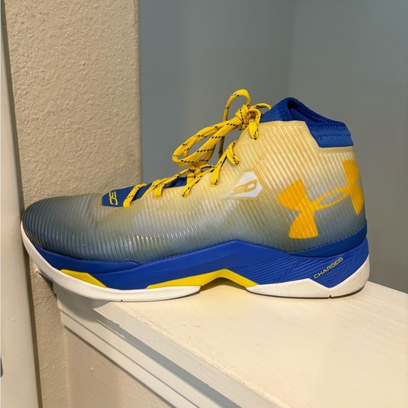 Under Armour Armour Curry 2.5 basketball shoes Men's 12.5 Blue/Gold CLEAN - Picture 4 of 9